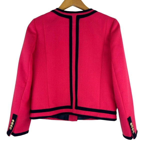 J. Crew Size 6 Lady Jacket Cropped Blazer Double Serge Wool Berry Pink - Picture 3 of 13